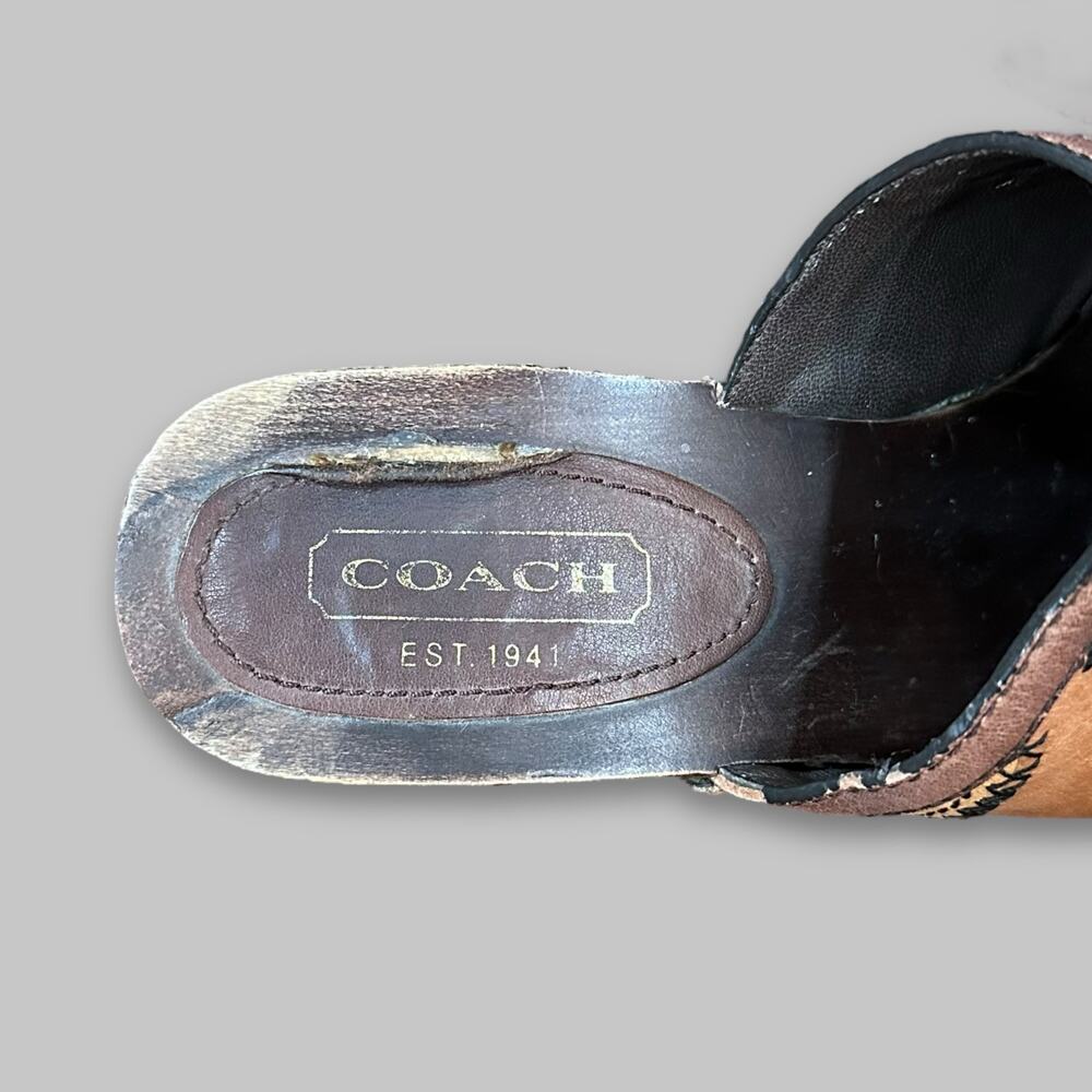 Vintage Coach Patchwork Leather High Heel Clogs – Women’s Size 6.5 - Picture 6 of 7